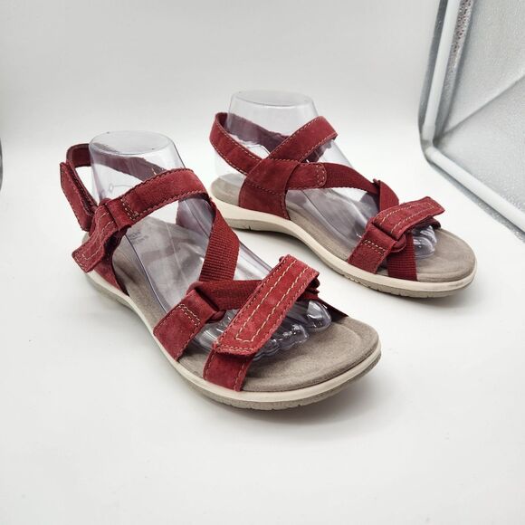 Earth Origins  Women's Sz 8 M  Red Pepper Suede Slingback Sandals - Picture 1 of 6